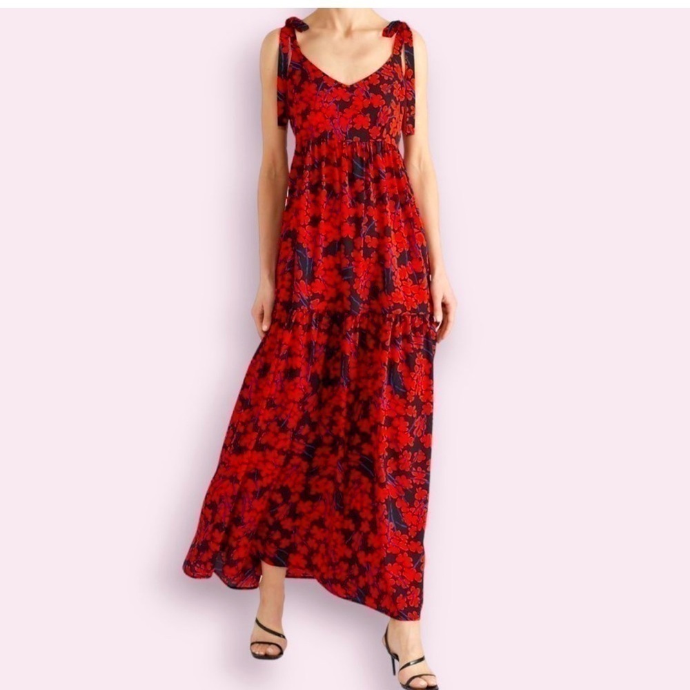 CAARA Steffi red floral maxi dress size small